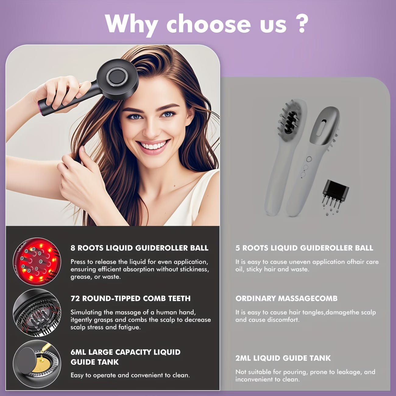 Applicateur d’Huile Capillaire Électrique 3-en-1 avec Masseur de Cuir Chevelu